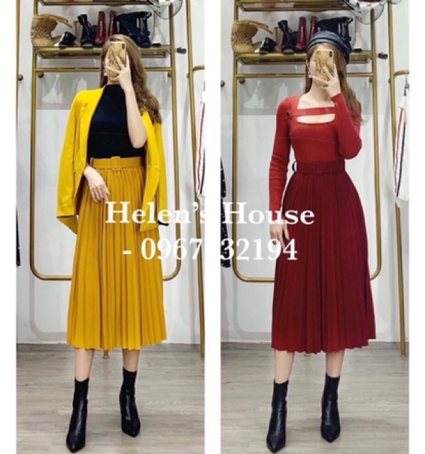 Chân váy midi xếp ly hàng đẹp Quảng Châu | BigBuy360 - bigbuy360.vn