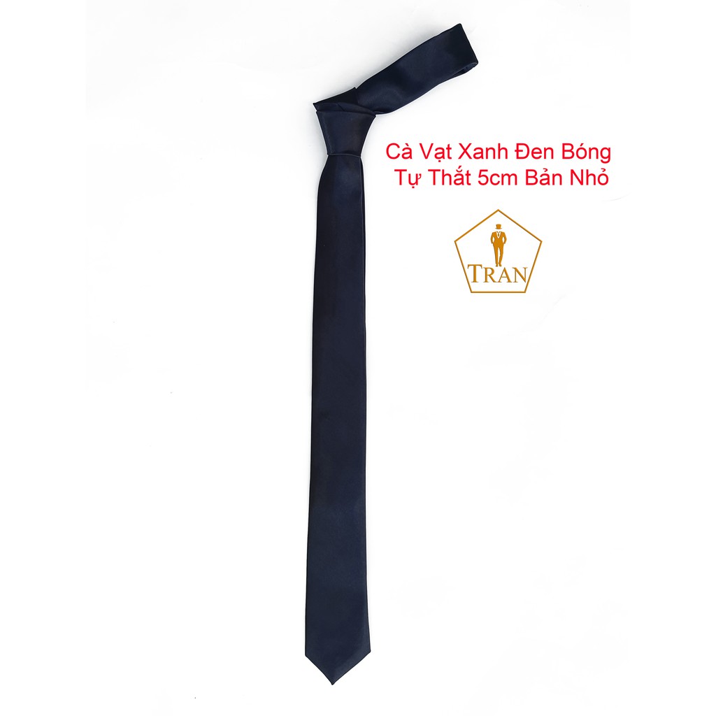 Cà Vạt, Caravat Xanh, Xanh Đen Nam Cao Cấp 5, 8cm Tự Thắt, Thắt Sẵn.