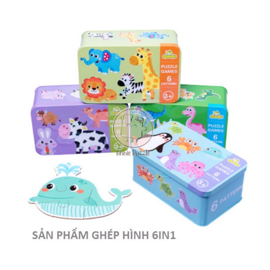 Đồ chơi ghép hình 6 IN 1 hình động vật dễ thương cho bé – Tranh xếp gồm 6 hình nhiều chủ đề cho trẻ em