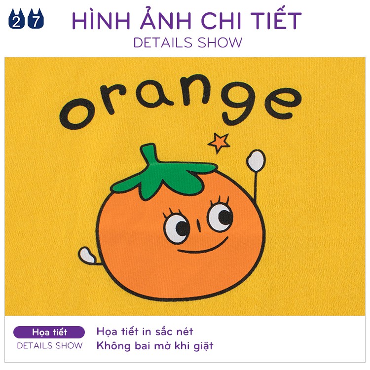 Áo bé gái 27HOME áo cotton cộc tay cho bé in hình hoa quả hàng xuất Âu Mỹ
