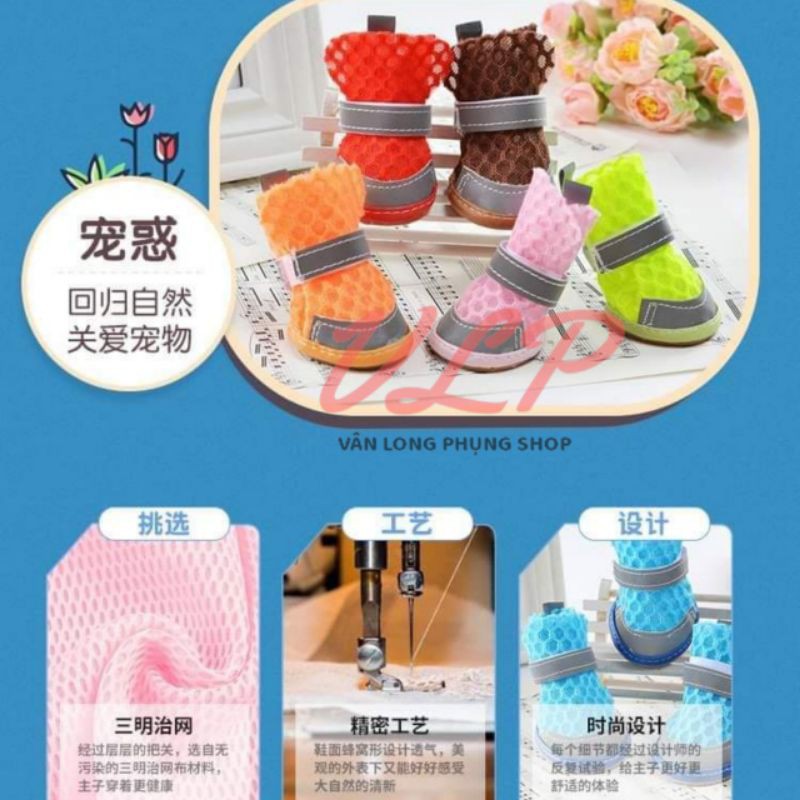 Set 4 Chiếc giày lưới chân cho thú cưng / chó / mèo