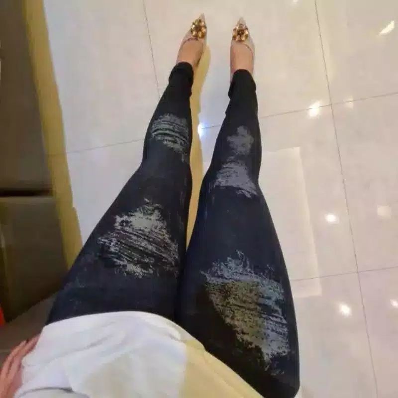 Quần Legging Giả Jean Rách Thời Trang Nữ