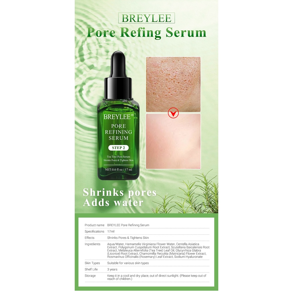 (Hàng Mới Về) Serum Thu Nhỏ Lỗ Chân Lông Dưỡng Ẩm Làm Trắng Chống Lão Hóa Kiểm Soát Dầu Hiệu Breylee