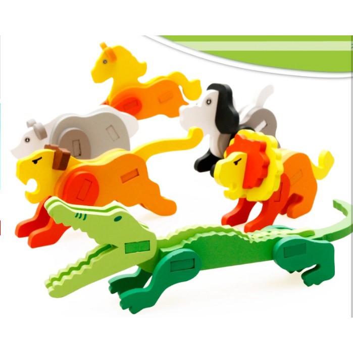 Xếp hình gỗ con vật 3D nhiều lựa chọn