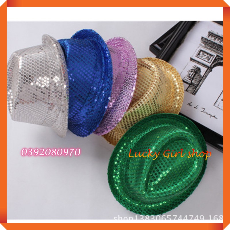 Nón Phớt, Mũ Phớt Đính Hạt Lấp Lánh Hàng Quảng Châu - Phụ Kiện Cá Tính Giúp Bạn Nổi Bật Trên Sân Khấu, Tiệc Tùng