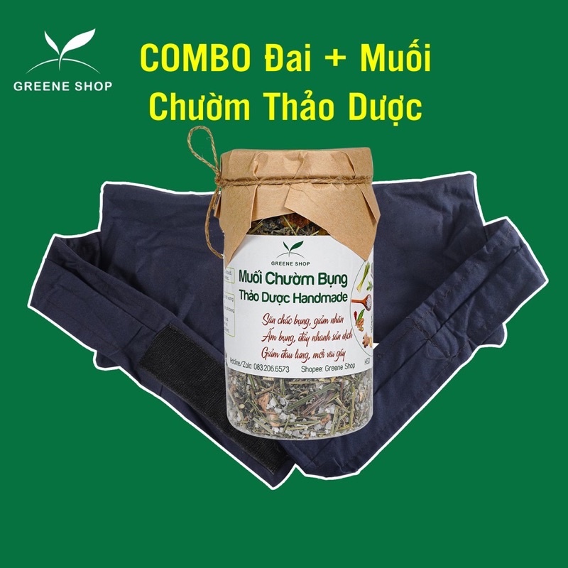 [Combo] Đai + muối chườm bụng thảo dược handmade