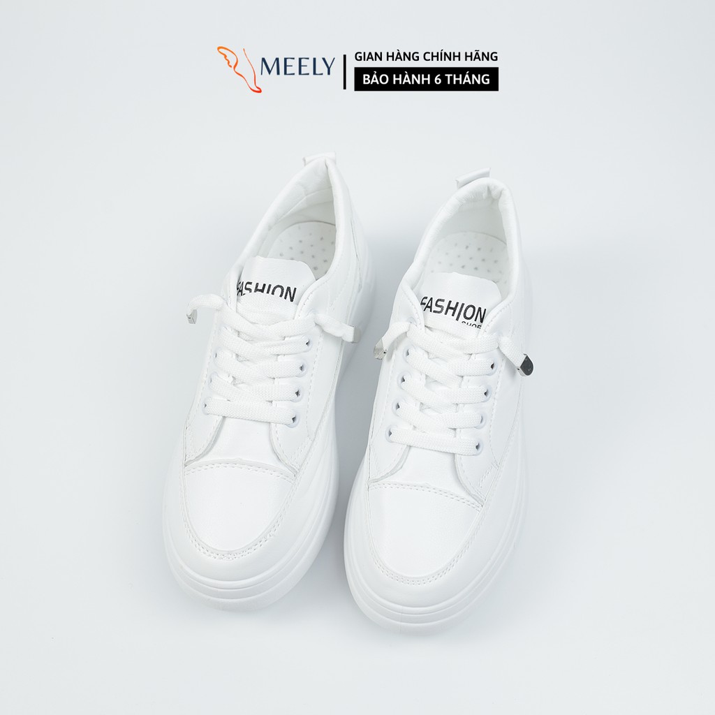 Giày Thể Thao Nữ MEELY Màu Trắng Sneaker Ulzzang Đế Bằng Kiểu Basic - BCA01