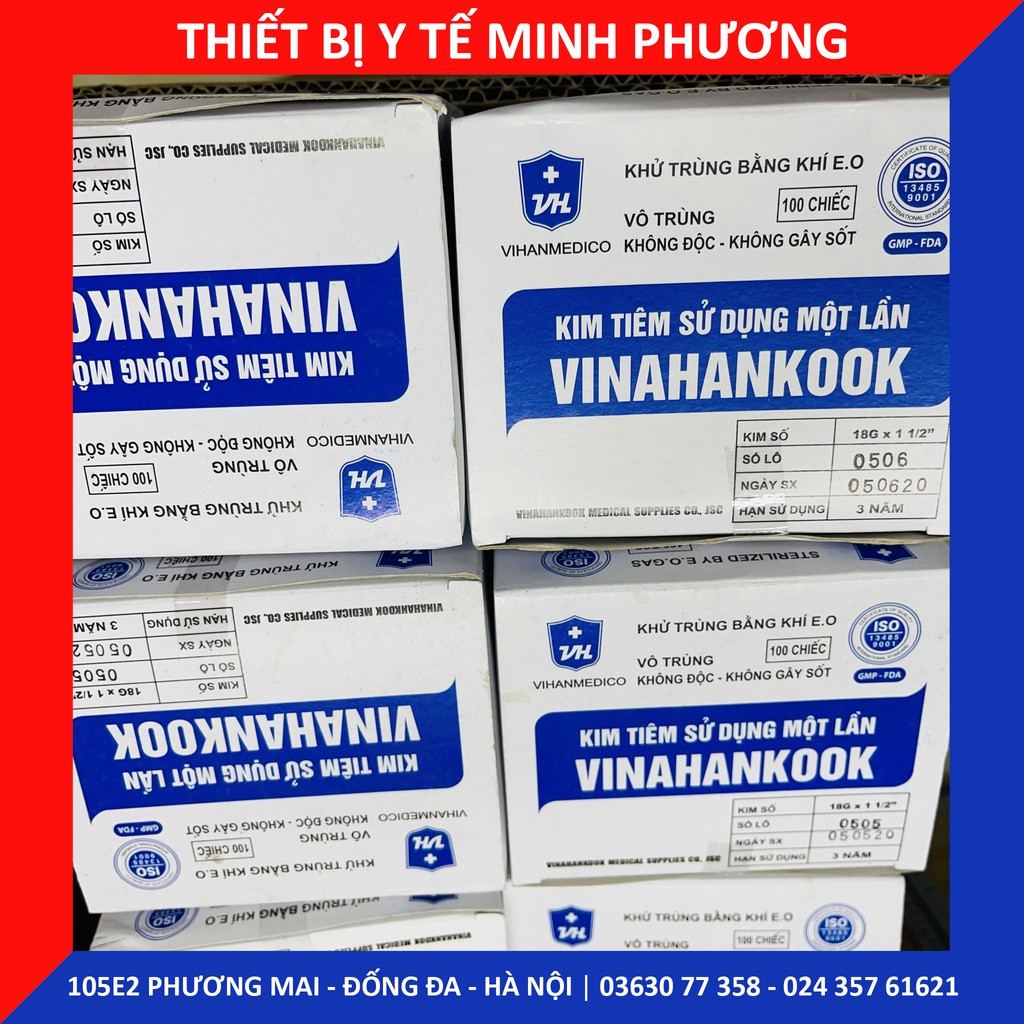 Đầu kim lấy thuốc Vinahankook 18G 20G 23G 25G 26G hộp 100 chiếc