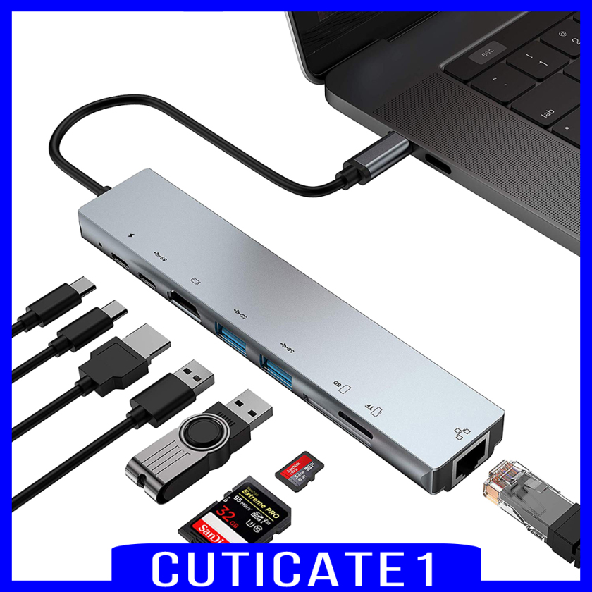 Dock Chuyển Đổi 8 Trong 1 Hdmi Type-C Sang Hdmi Hub Usb Sd Tf