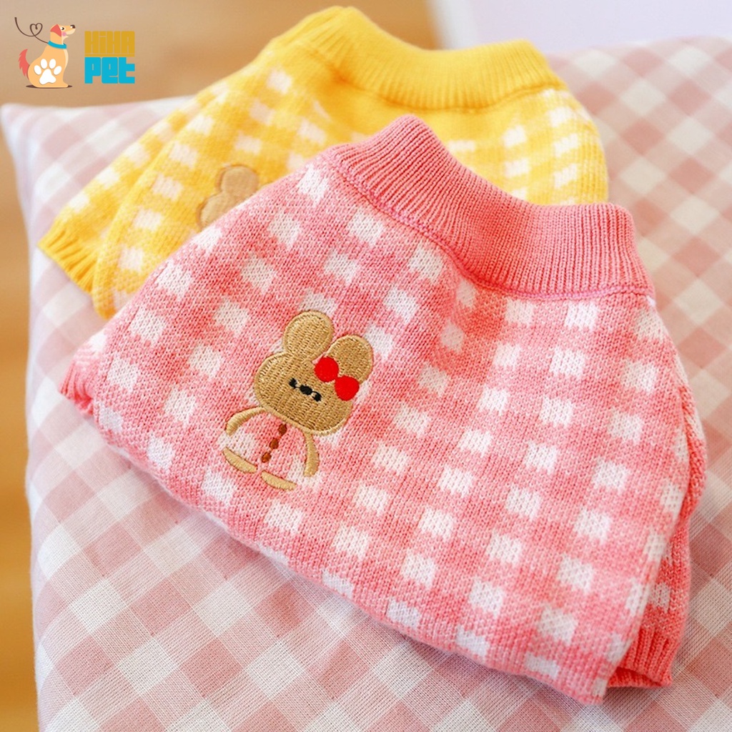 Áo Len Hàn Quốc Chó Mèo Quần Áo Thú Cưng Mùa Thu và Mùa Đông Hình Thỏ Thêu Cao Cấp Hihapet.