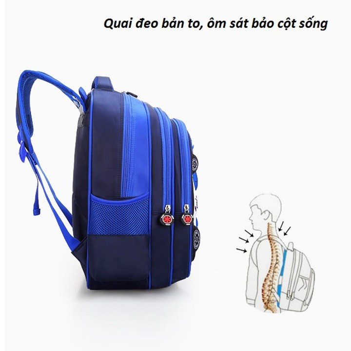 Balo học sinh chống gù, chống thấm nước cao cấp in hình 3D oto - BLHS12