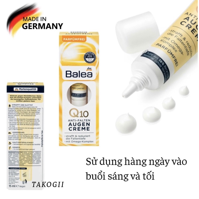 Kem Dưỡng Mắt Balea  Chống Thâm Quầng Bọng Mắt, 15 ml