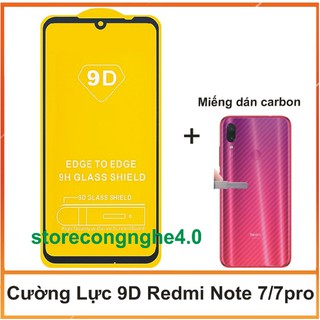 Kính Cường Lực 9D Full màn Redmi Note 7/Note 7 Pro - Tặng Miếng dán carbon
