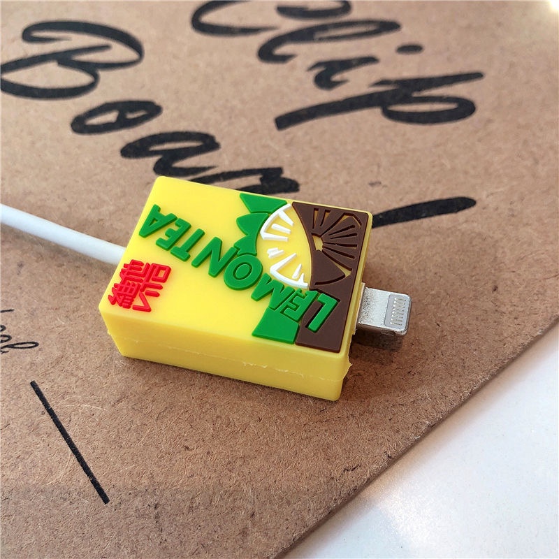 Phụ kiện bảo vệ đầu cắm dây sạc chống đứt hình ly cà phê / đồ uống / thức ăn / gấu thỏ dễ thương