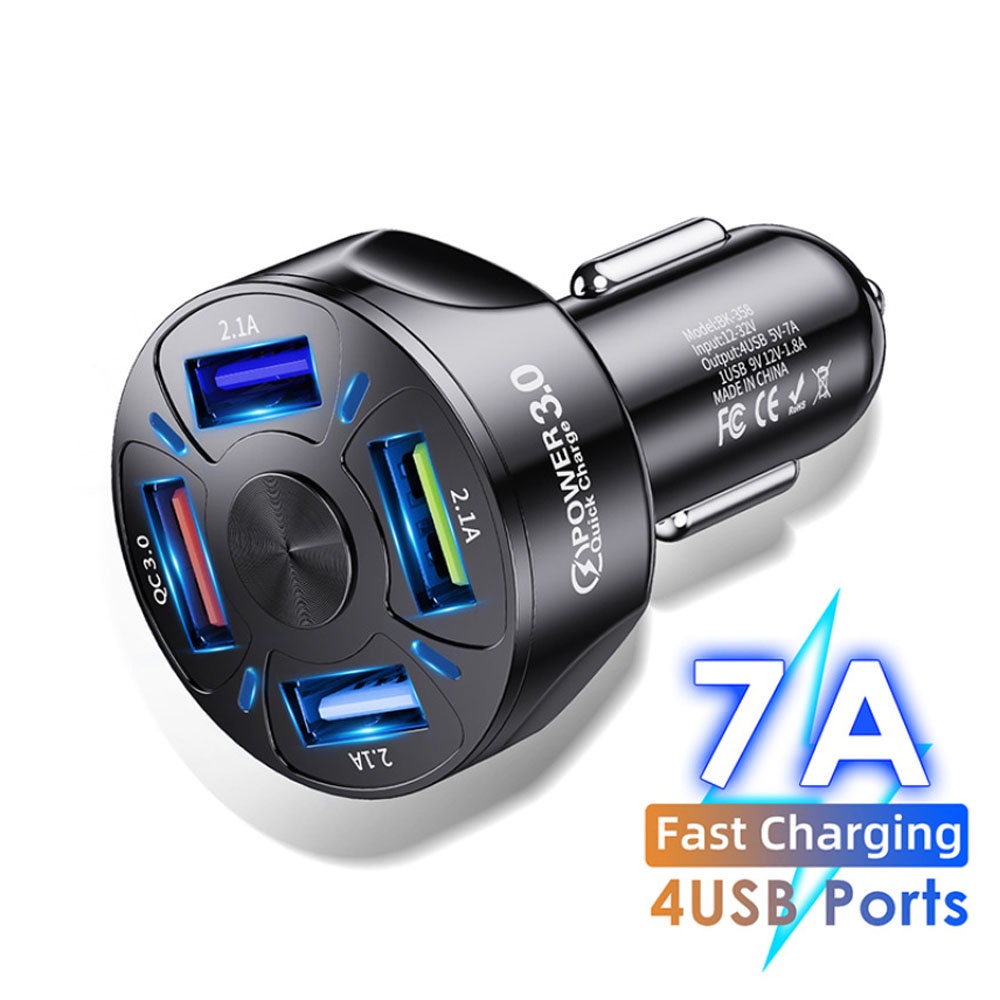 Aaron1 Cốc Sạc Nhanh Không Dây 4 Cổng Usb Qc 3.0 Nhiều Màu Chất Lượng Cao Cho Xe Hơi