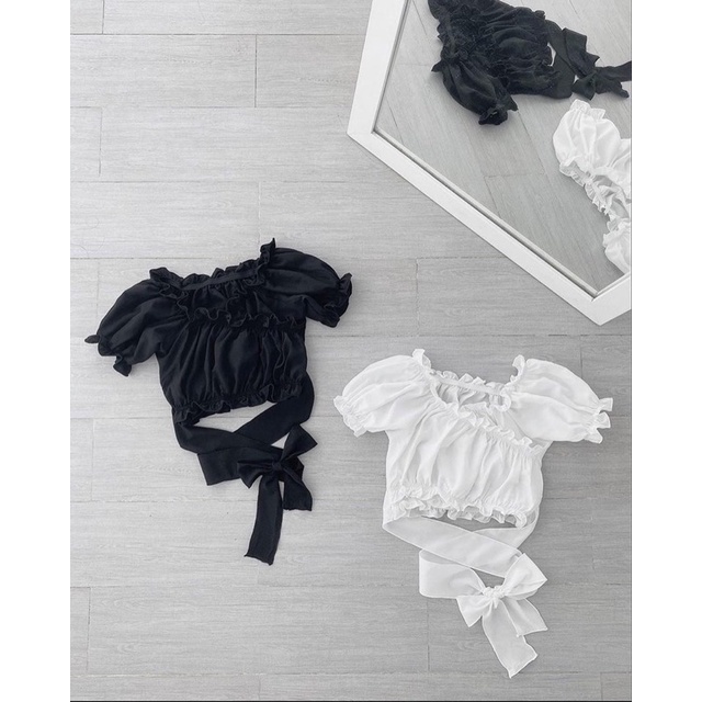 MIA_CROPTOP_ÁO_THẮT_NƠ_TAY_PHỒNG🥑(HÌNH THẬT 100%)