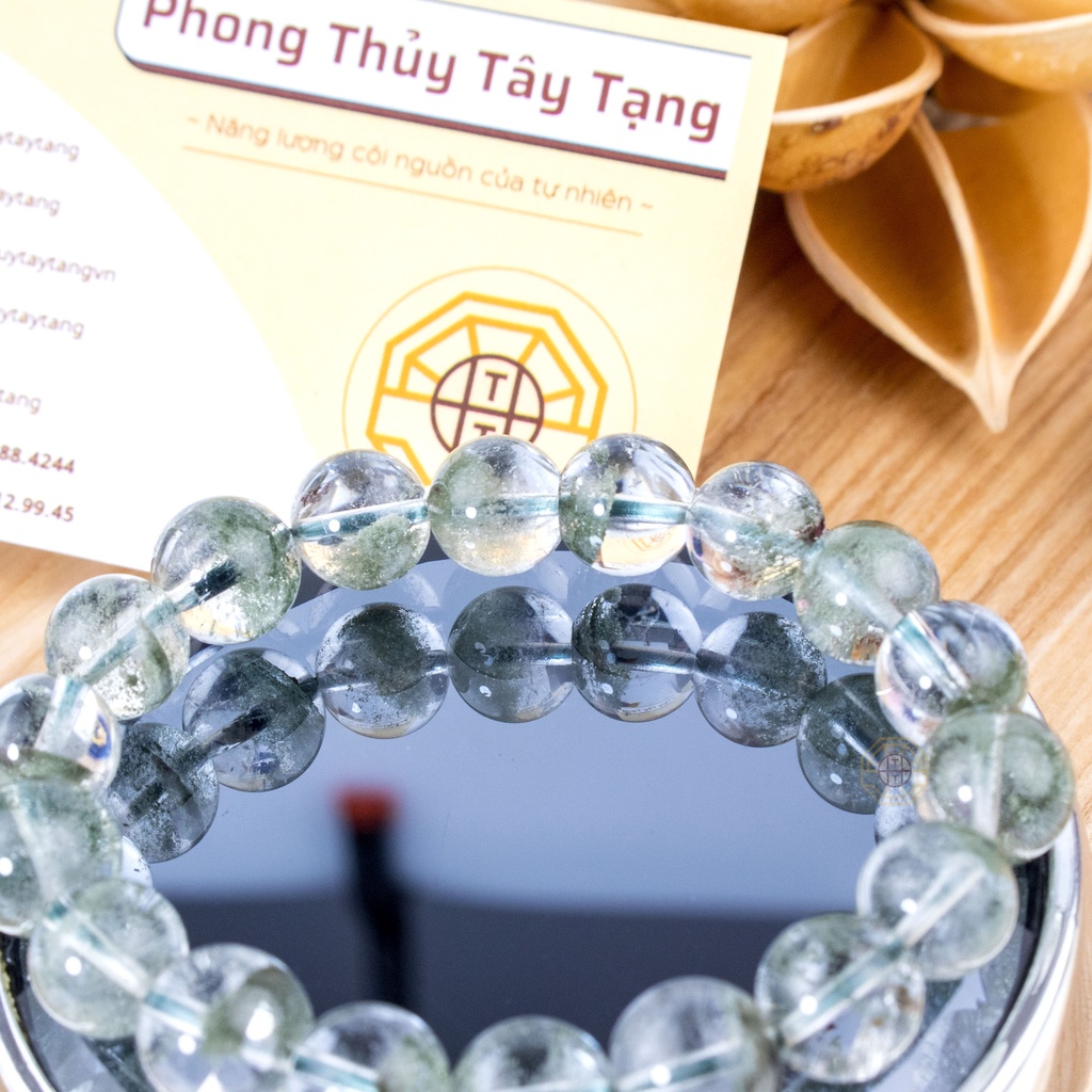 Vòng Tay Phong Thủy Đá Ưu Liinh Xanh Tự Nhiên [TẶNG HỘP GỖ CAO CẤP] tài lộc nam nữ mệnh Mộc Hỏa - Phong Thủy Tây Tạng