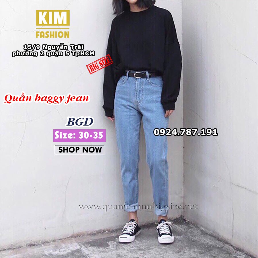 Quần baggy bigsize KIM FASHION ,quần baggy không co giãn lưng cao BGD đậm 30-38 từ 60-90kg tùy theo chiều cao