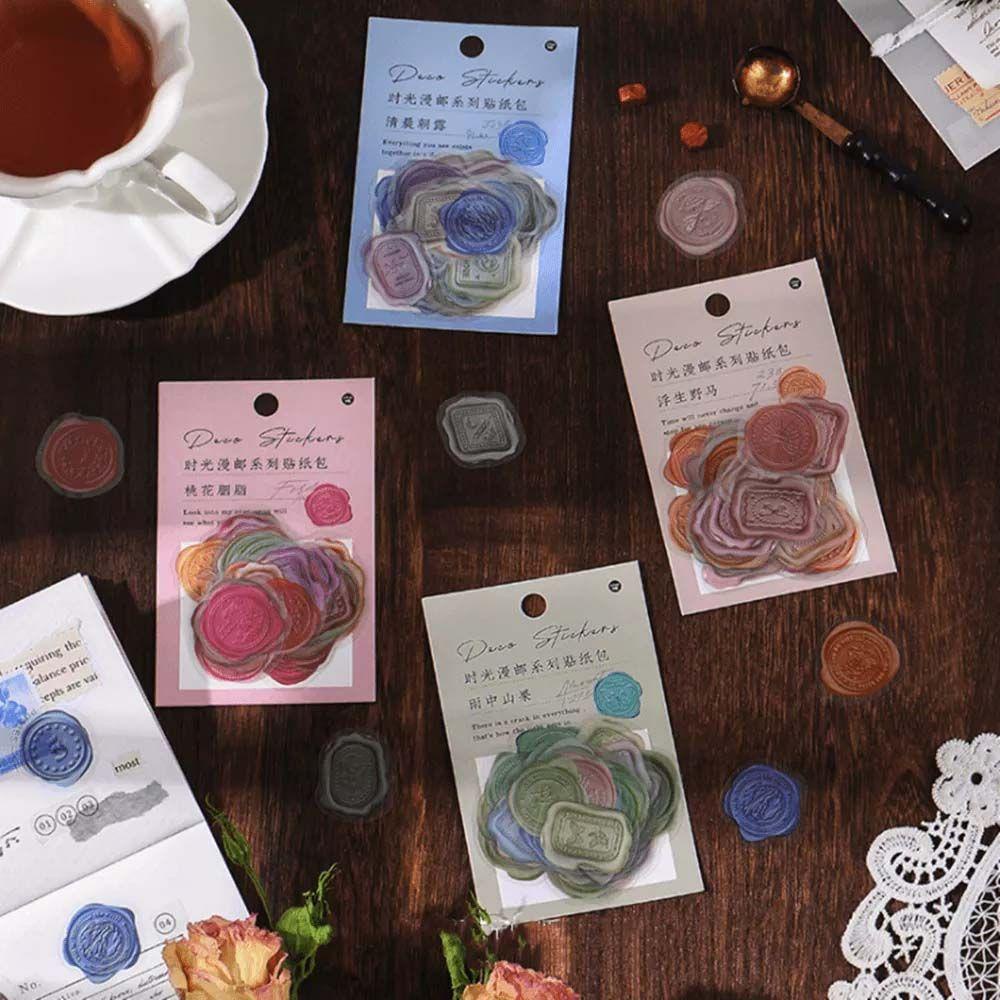 Set 40 Miếng Dán Trang Trí Album / Mỹ Phẩm / Sổ Tay / Điện Thoại Họa Tiết Ngọn Lửa Kiểu Vintage DIY