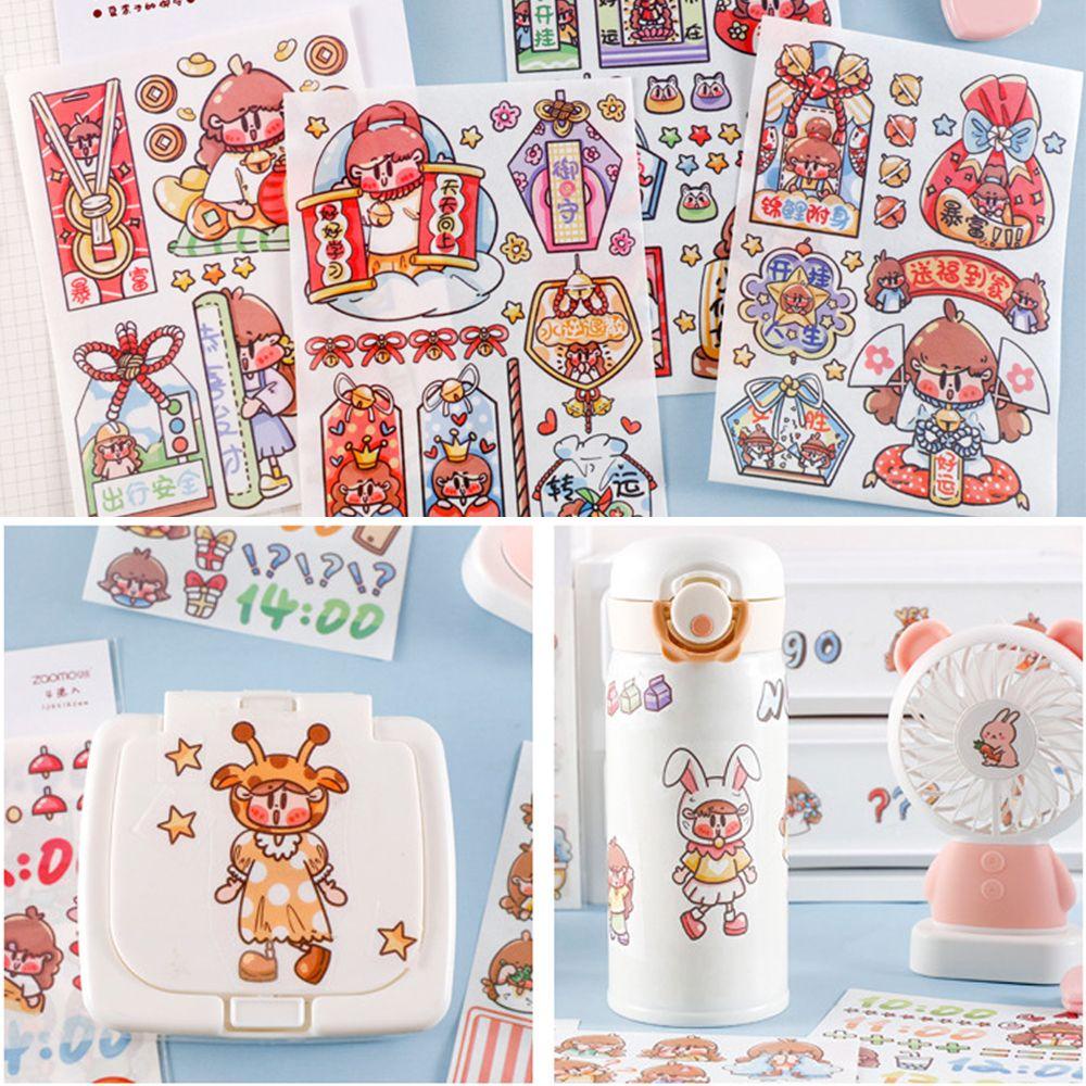 AUGUSTINA Miếng Dán Hoạt Hình Kawaii Tự Dính Chống Thấm Nước Dễ Thương Trang Trí Trường Học