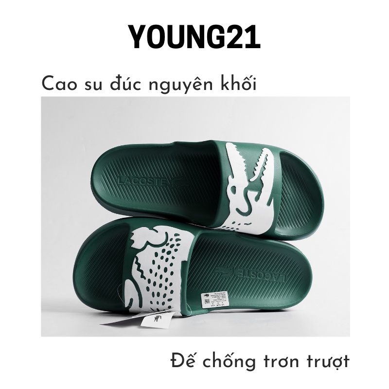 Dép nam quai ngang cao su đúc nguyên khối cá sấu La.coste chống nước mới nhất 5/2021 YOUNG21