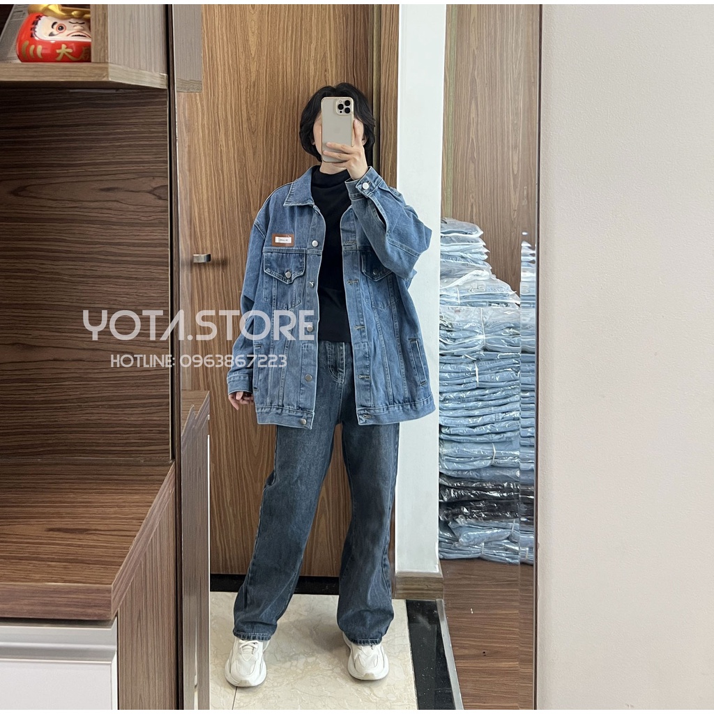 Áo khoác jeans tag da - KB42