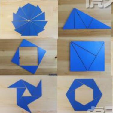 Giáo cụ Montessori - Hộp đựng các hình tam giác vuông màu xanh - Box of Blue Triangles