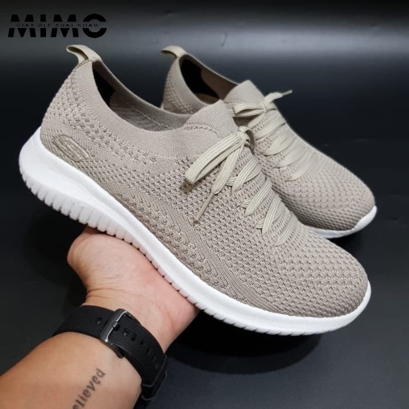 Giày Skechers giả dây êm nhẹ, thoáng khí, kiểu dáng thời trang cho nữ