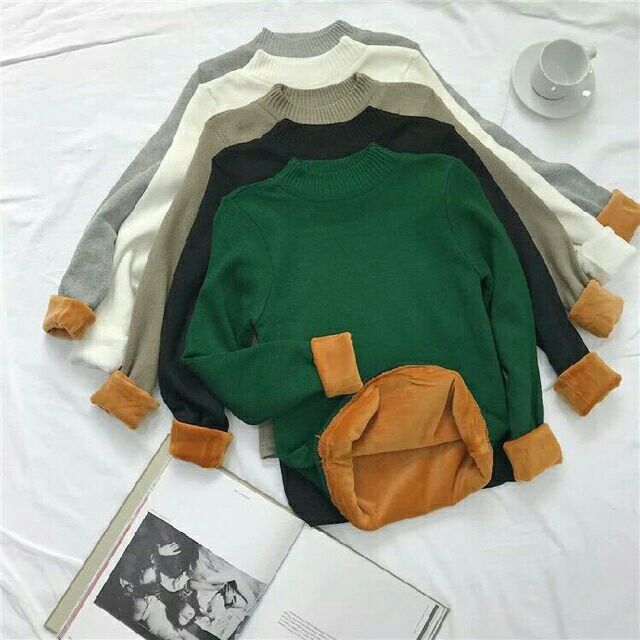 [Xả Kho] Áo len nữ lót lông cổ ba phân | BigBuy360 - bigbuy360.vn