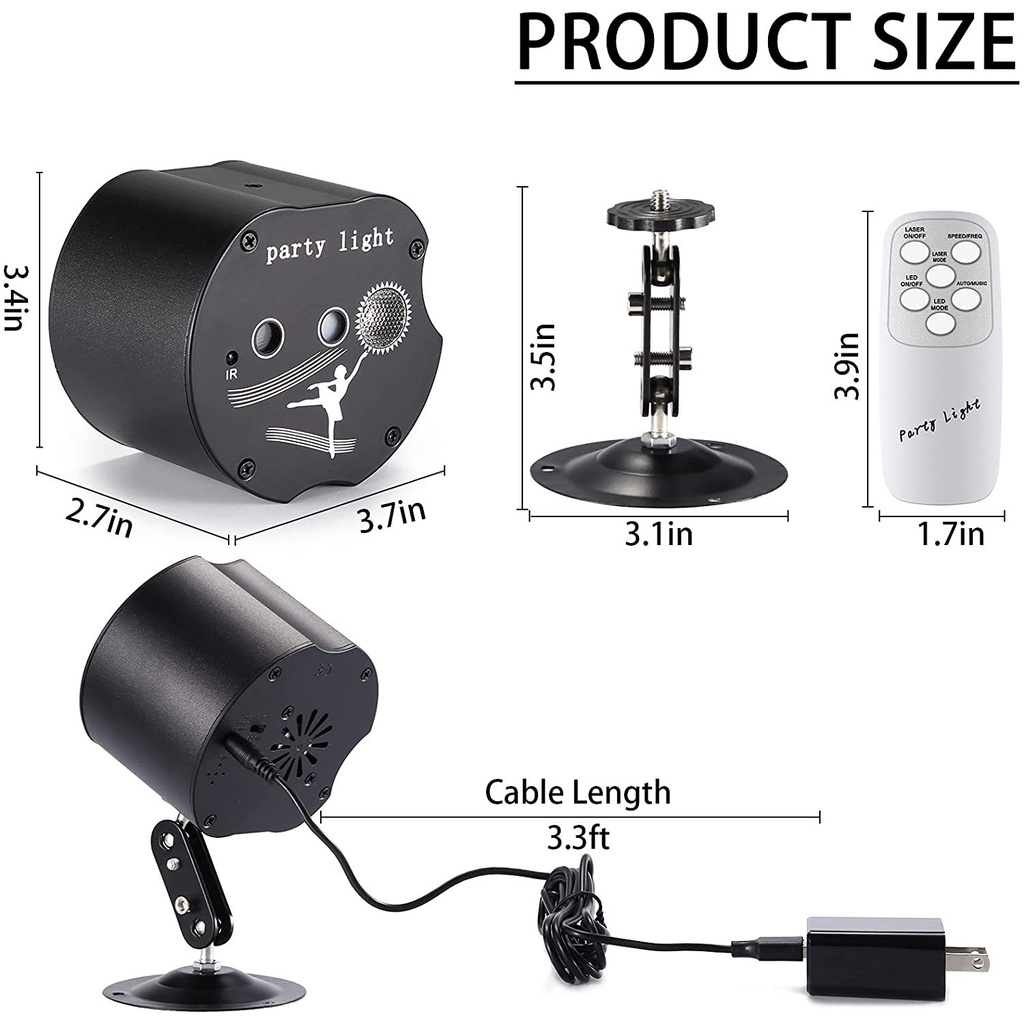 Đèn Laser Phòng Bay Mini Cảm Biến Theo Nhạc Dùng Cho Phòng Bay Karaoke Bar...