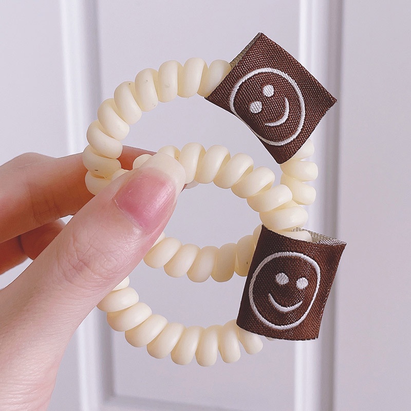 Dây buộc tóc hình điện thoại bàn trà sữa mặt cười phong cách Hàn Quốc