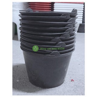 10 Xô vữa đen Đầu Trâu - Xô Nhựa Đựng Nước, Tưới Cây, Xách Hồ, Xách Vữa, Đựng Đồ, Có Quai Xách, Kích Thước 28x18Cm