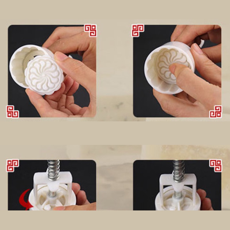 Set 4 Khuôn Nhấn Tay Làm Bánh Trung Thu