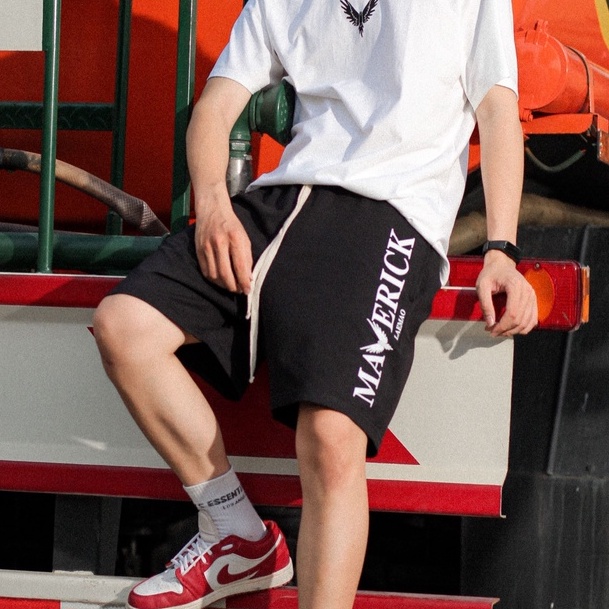 Quần short LAEMAO chất vải cotton nỉ da cá MAVERICK