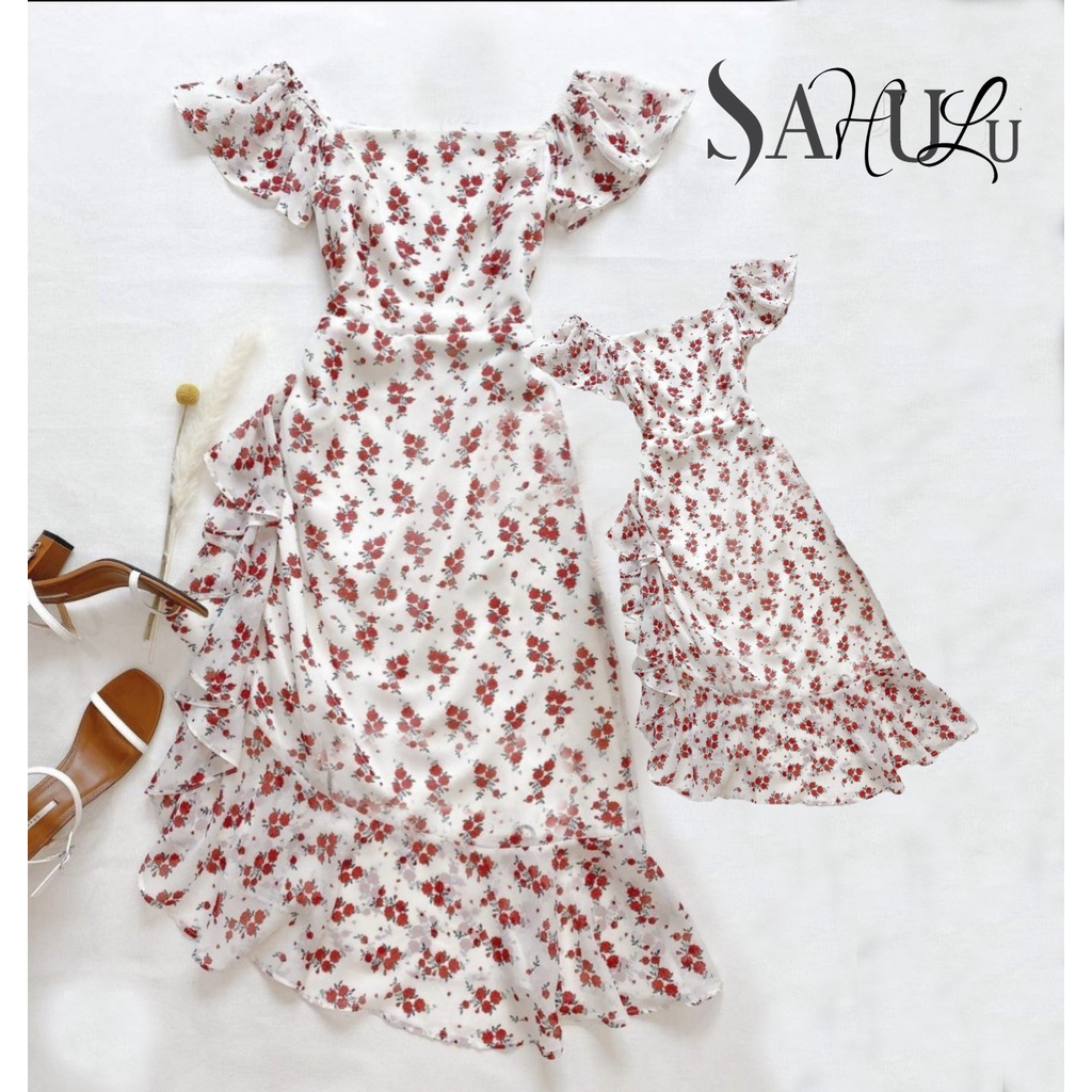 set đôi mẹ bé mẫu đầm hoa tím nhẹ nhàng dịu dàng [sahulu]