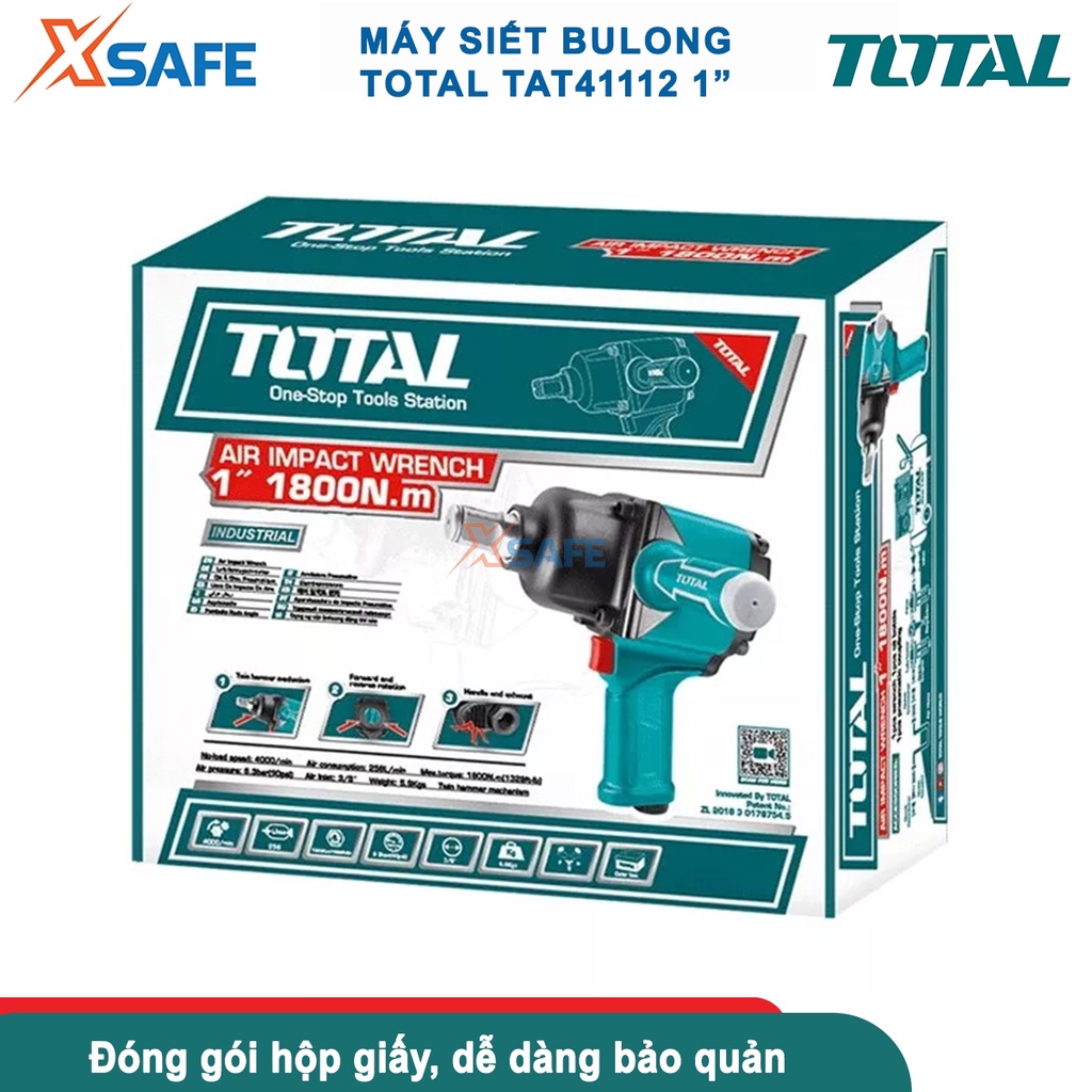Máy siết bulong khí nén TOTAL TAT41112 1inch cơ chế búa đôi momen xoắn 1800Nm - chính hãng