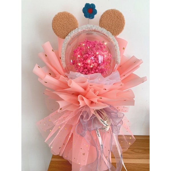 Quà tặng Bó hoa bóng meka phối hoa khô baby siêu xinh