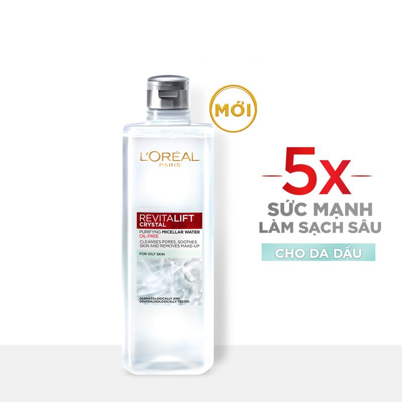 Nước tẩy trang kiềm dầu L'Oreal Paris 3-in-1 Micellar Water 400ml