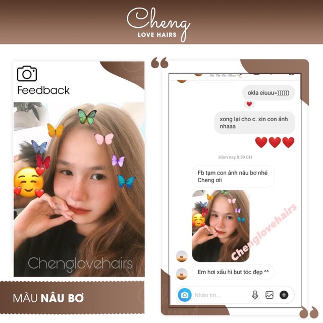 Thuốc nhuộm tóc NÂU BƠ không cần thuốc tẩy tóc lên từ tone 4 - 5 tặng oxi trợ nhuộm | Chenglovehair, Chenglovehairs