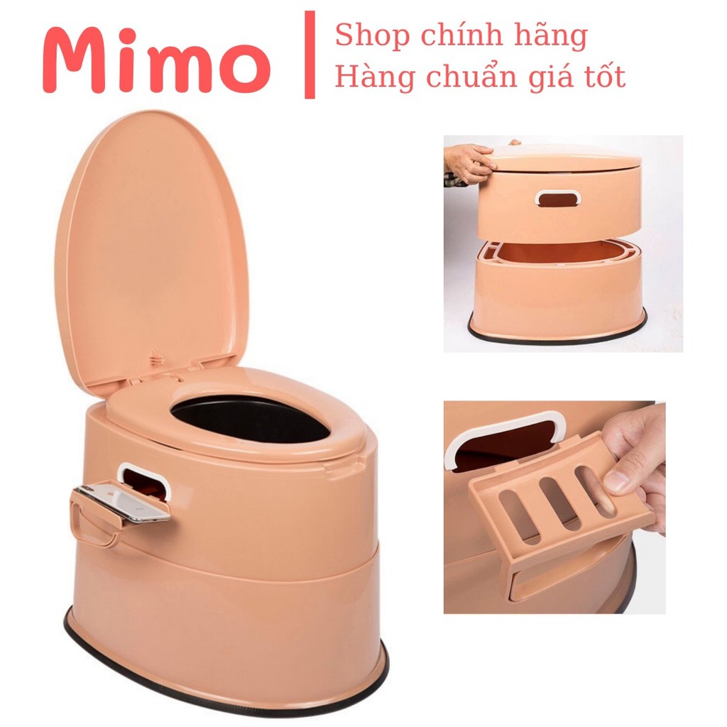 Bô vệ sinh cho người già/người bệnh/người lớn/bà bầu, bồn cầu di động nhựa cao cấp có viền cao su
