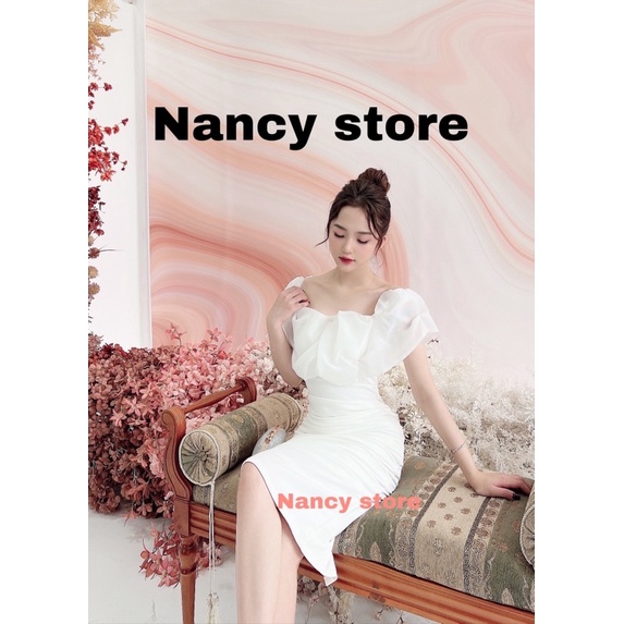 Váy dự tiệc thiết kế cao cấp body ôm thiết kế cổ và tay bồng dự tiệc Nancy siêu tôn dáng  (váy chất liệu vải Hàn) | BigBuy360 - bigbuy360.vn