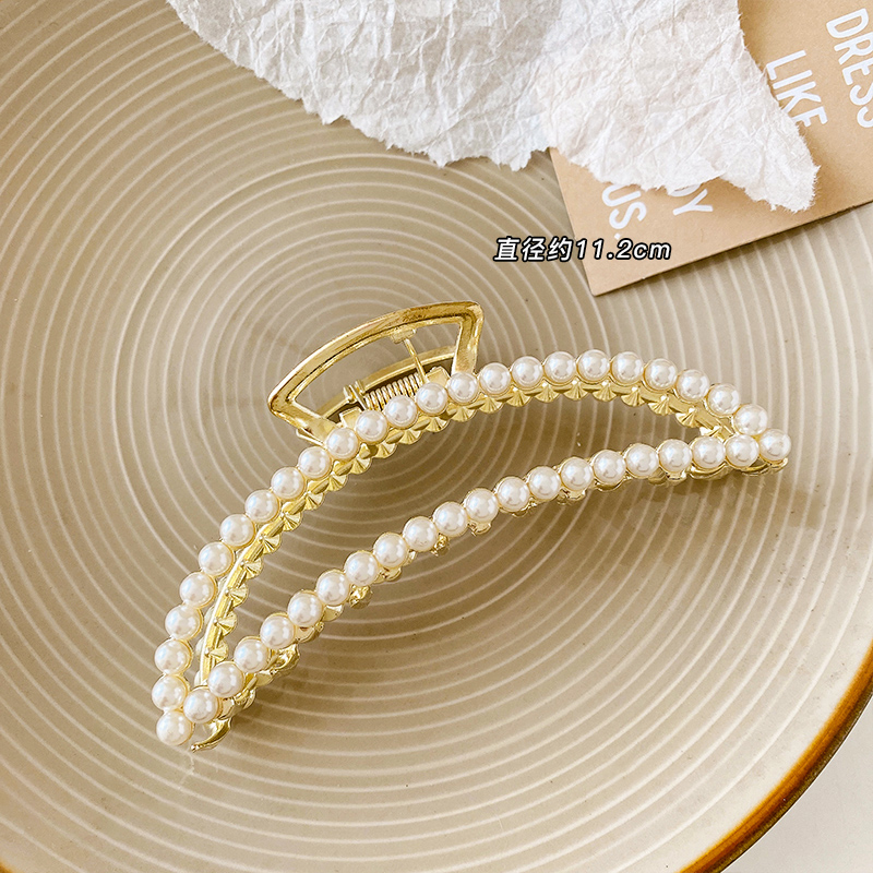 Kẹp tóc kim loại đính ngọc trai long lanh phong cách Hàn Quốc xinh xắn dành cho nữ