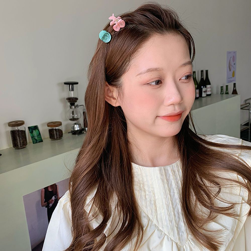 Bộ 2 Kẹp Tóc Mini Bằng Acrylic Hình Quả Cherry / Thỏ Dễ Thương Phong Cách Hàn Quốc Cho Nữ