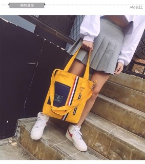 Túi tote sọc phối túi