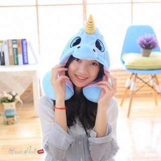 Gối Kê Cổ Chữ U Có Mũ Unicorn