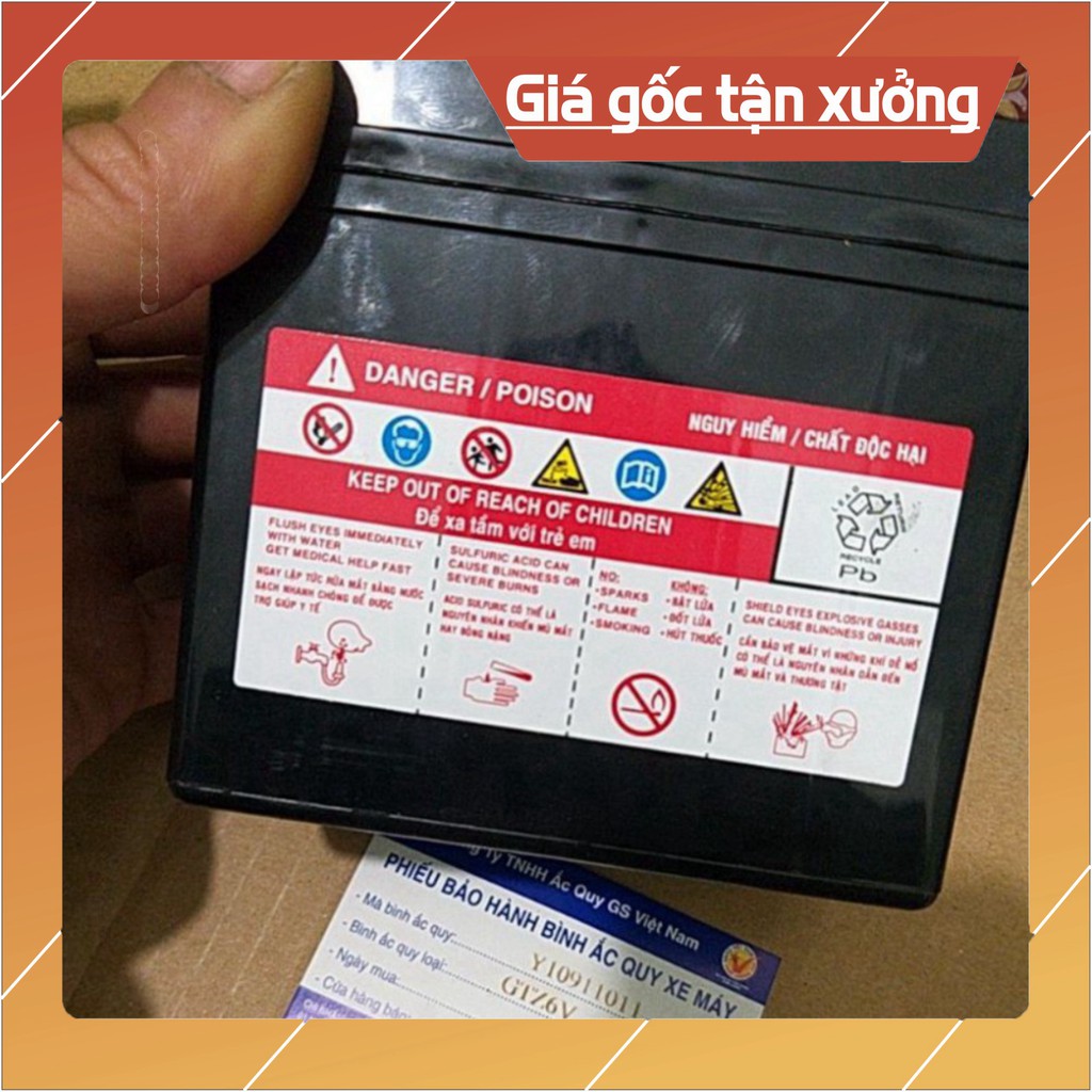 Bình Ắc Quy Khô GS GTZ6V (12V-5Ah) lắp xe ga honda