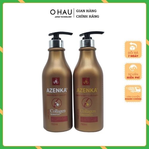 Cặp dầu gội xả Collagen hương nước hoa thơm lâu Hàng chính hãng AZENKA - Chai 750 ml