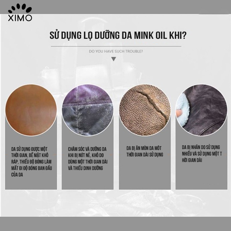 Mỡ chồn bảo dưỡng, chăm sóc và làm bóng cho đồ da, giày da, túi xách da, áo da Mink Oil Eidechse XXDG67