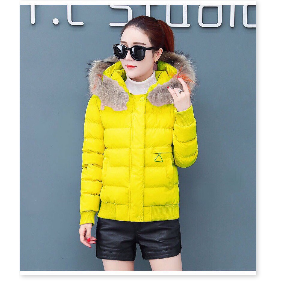 Áo phao nữ cổ lông 3 lớp form cực đẹp dáng xinh sang quý phái thời trang Super Fashion