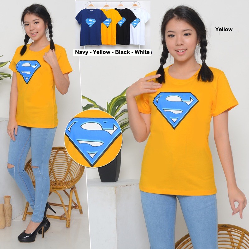 Áo Thun Chất Liệu 100% Cotton In Hình Superman Cho Nữ